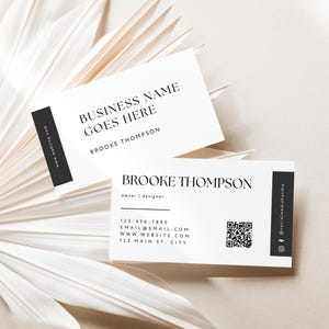 Business Card Canva Template QR Code, Instant Download, Printable Business Card Template, DIY Calling Card, Black Modern Luxe - Cosmo