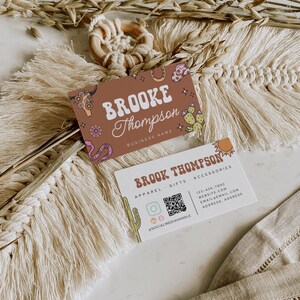 Retro Western Business Card Canva Template INSTANT DOWNLOAD Printable Business Card, Cactus Business Branding, Southwest Desert - Nash