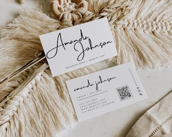 Business Card Template QR Code, Instant Download, Printable Business Card Template, DIY Calling Card, Editable Card, Canva Template - Lexie