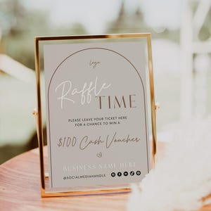Modern Boho Raffle Sign Canva Template, Modern Enter To Win Poster, Pop-Up Prize Draw Signage for Business, Raffle Printable 5x7 8x10 - Nora