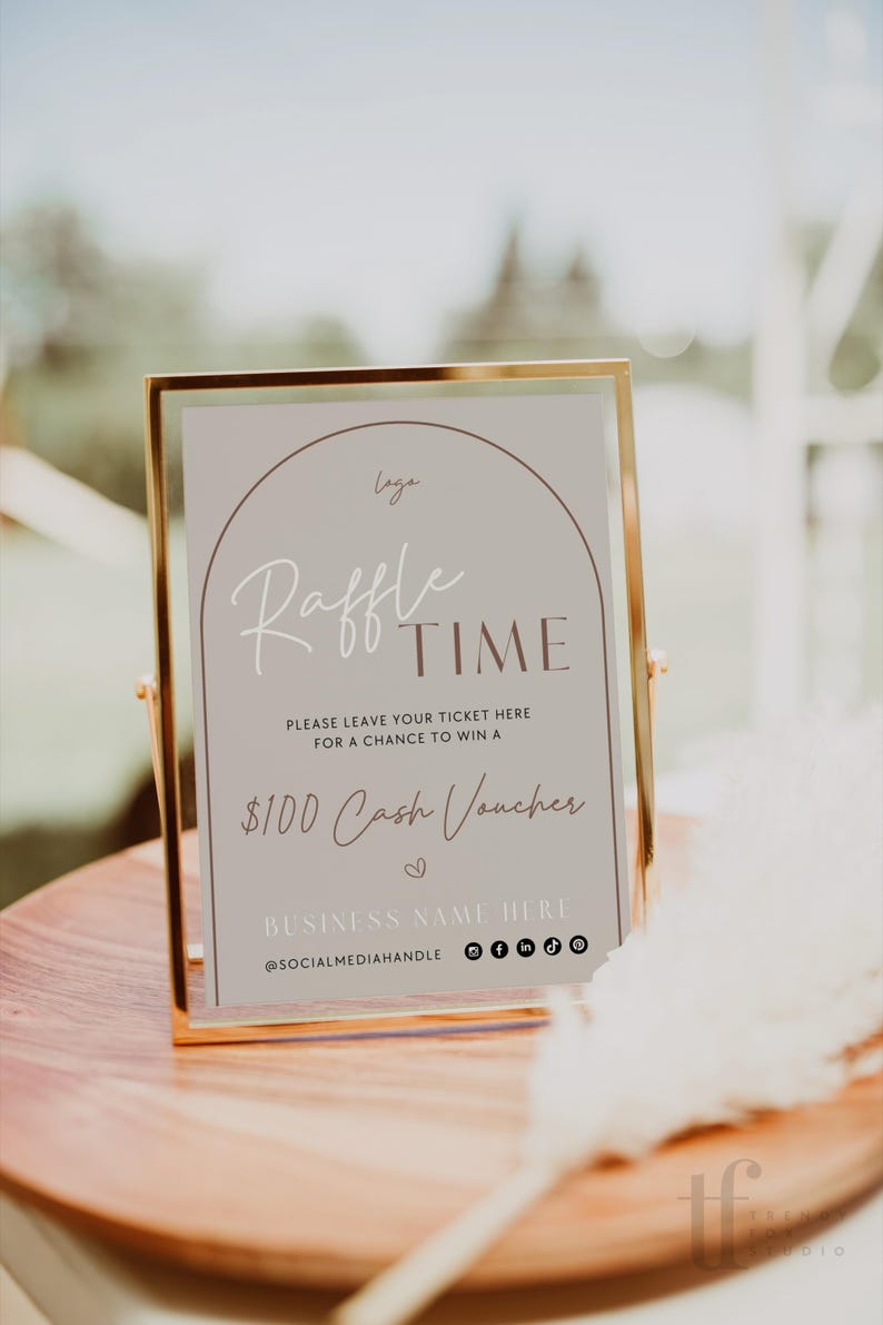 Business Raffle Design Modern Boho Raffle Sign Canva Template, Modern Enter to Win Poster, Pop ...