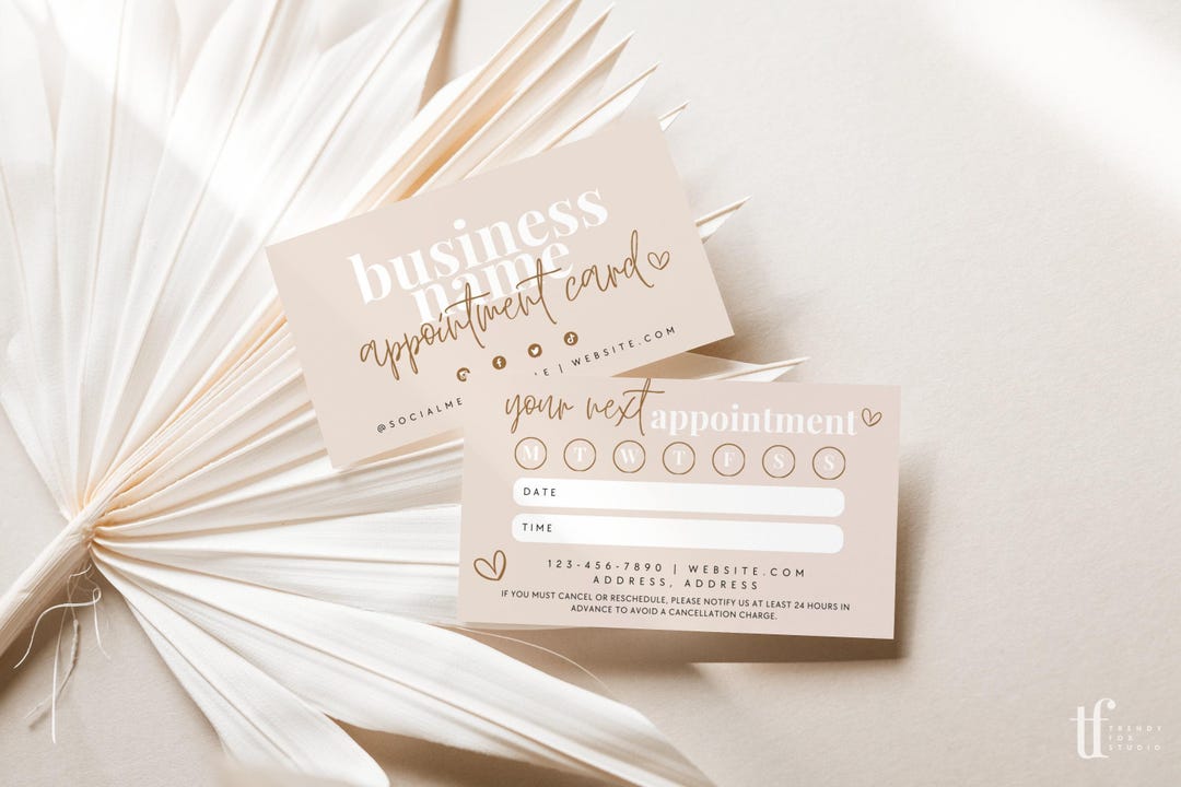 Neutral Appointment Reminder Card Canva Template, Boho Editable ...