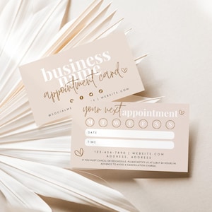 Neutral Appointment Reminder Card Canva Template, Boho Editable Business Card, Booking Reminder Printable, Next Appointment Card - Bohie