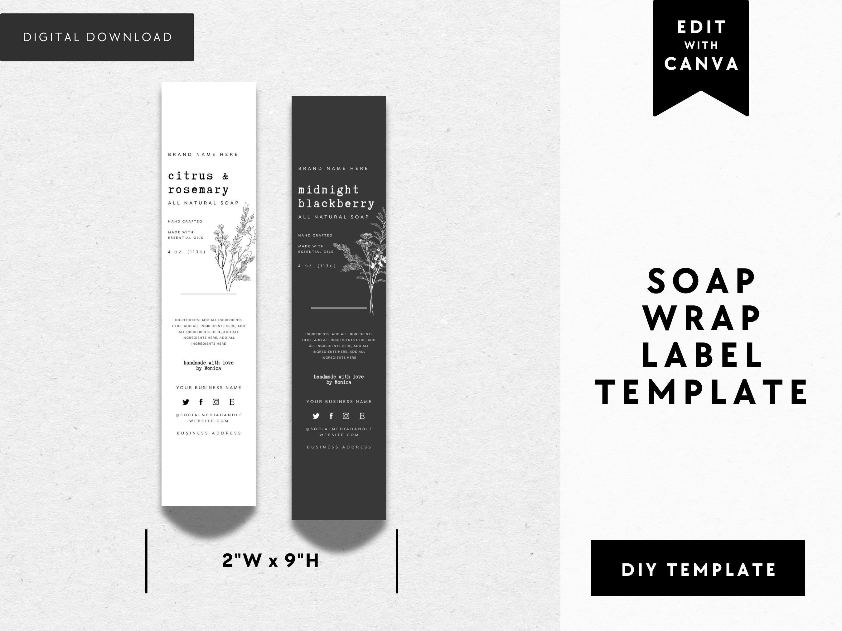 Printable Rustic Vertical Soap Label Canva Template, Botanical Bar Soap ...