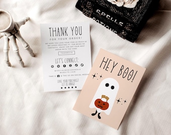 Halloween Business Thank You Card Template, Editable Small Business Thank You Template, Customizable Package Insert, Ghost Thank You Canva