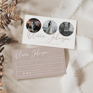 Photo Business Card Template Canva, Editable Blush Calling Card Branding (Digital Download)