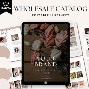 Wholesale Catalog Linesheet Price List Canva Template, Editable Catalog Line Sheet Guide, DIY Bulk Ordering Price Menu Magazine Template