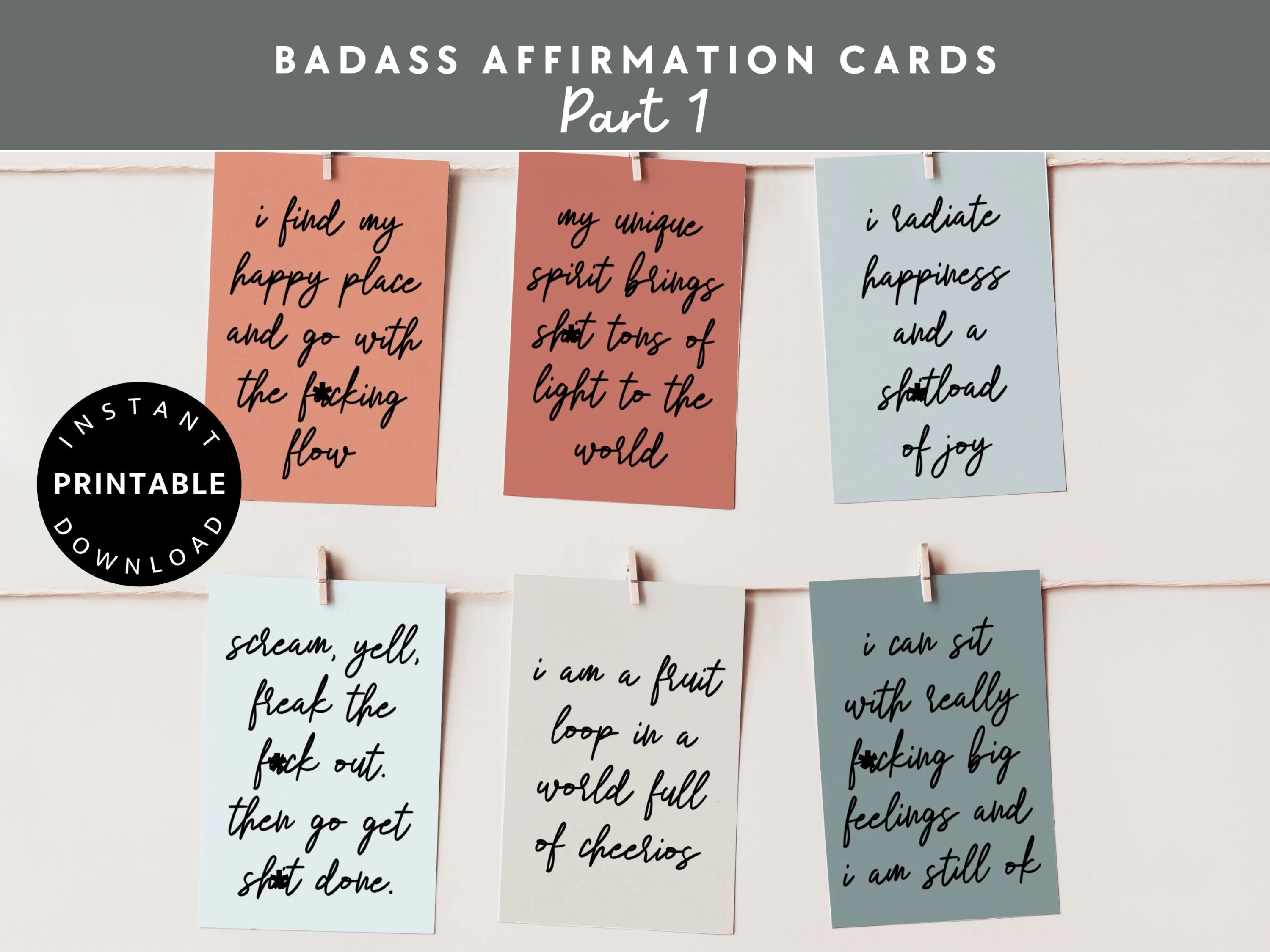 Printable Badass Affirmation Cards Sweary Affirmation Deck -  Portugal