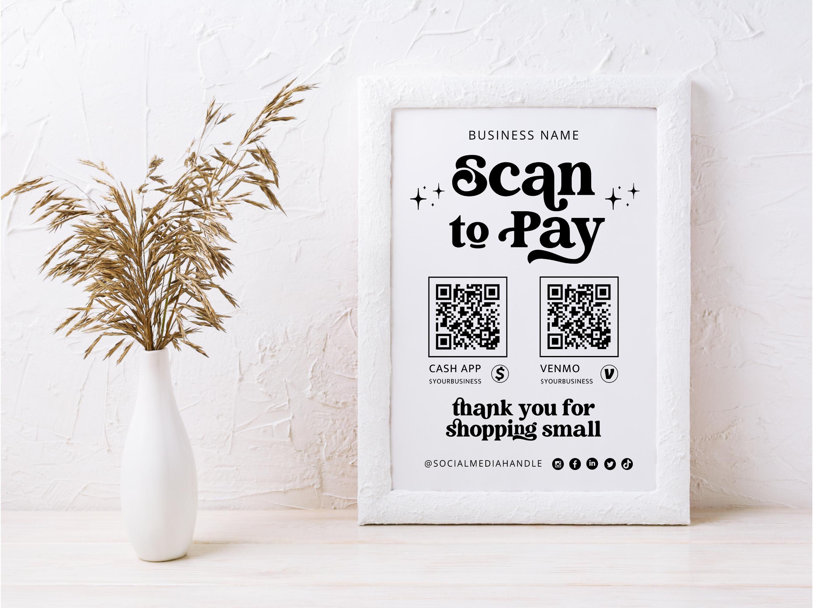 Editable Scan to Pay Sign, QR Code Sign Template, Printable Payment ...
