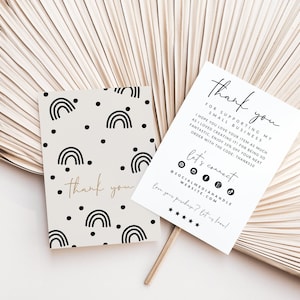Editable Small Business Thank You Card Canva, Printable Rainbow Thanks For Your Purchase Insert, Business Packaging, Business Card - Shiloh