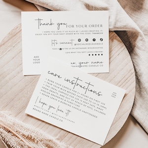Candle Care Instructions Card Canva Template, QR Code Editable Business Thank You, Printable Thanks For Your Purchase Postcard Insert -Blair