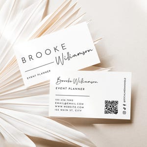 Editable Feminine Business Card Canva Template QR Code, Printable Business Card Template, DIY Calling Card, Elegant Chic - Idris