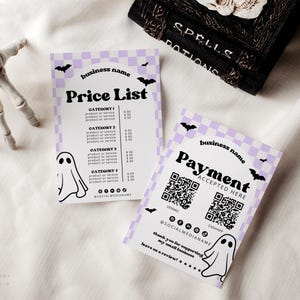 Pastel Halloween Scan to Pay Sign & Price List Template, QR Code Sign, Printable Payment Sign, Accepted Payments Sign, Pricing Sheet Guide