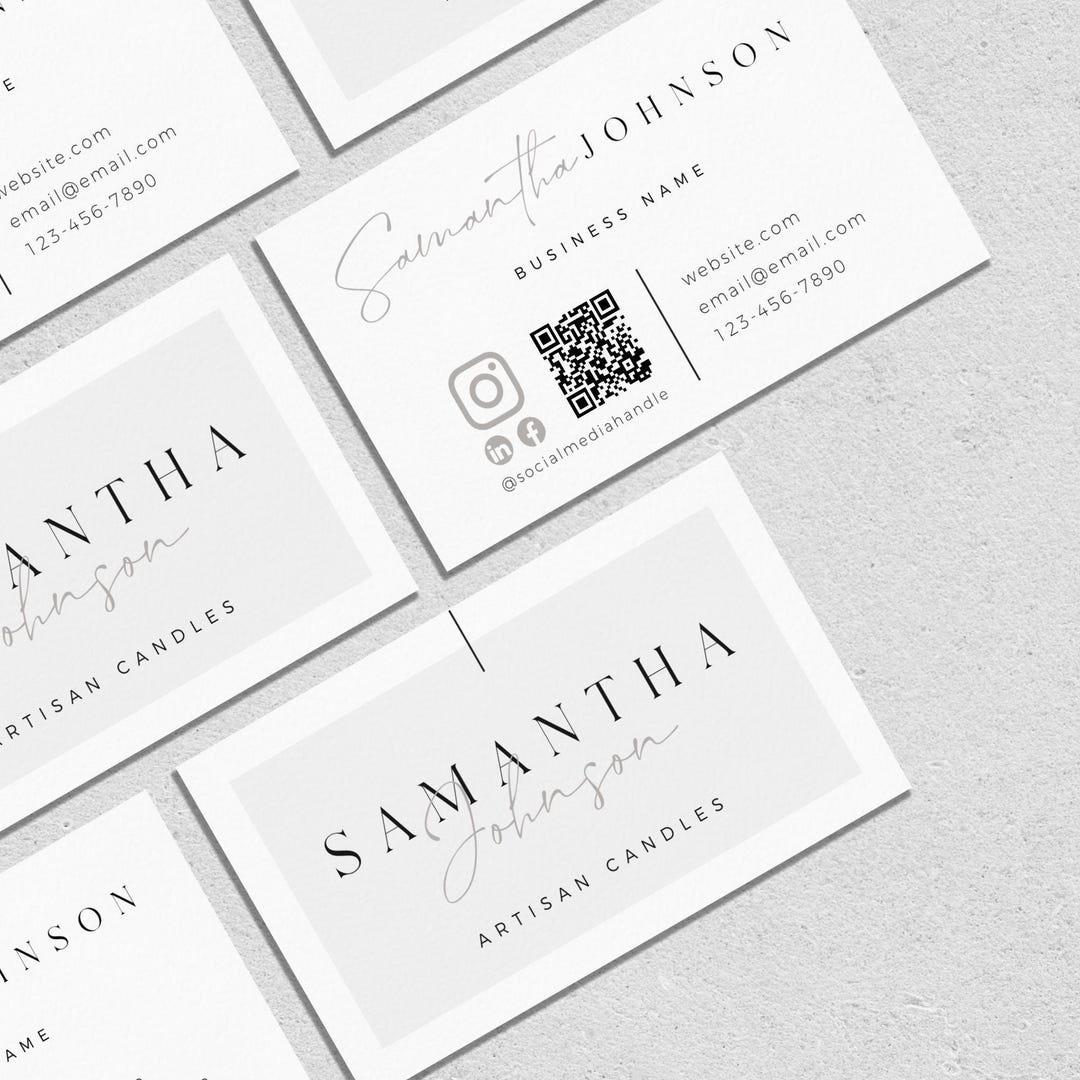 Business Card Template QR Code, Instant Download, Printable Business ...