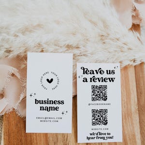 QR Code Leave Us A Review Us Business Card Canva Template, DIY Google Facebook Scannable Business Thank You Card 2x3.5" Like & Connect -Dani