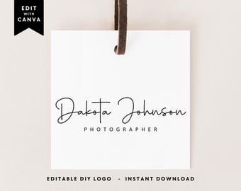 Premade Simple Feminine Logo Design Canva Template, Signature Text Logo, Handwritten Logo, Watermark Logo, Minimalist Script Logo - Blair