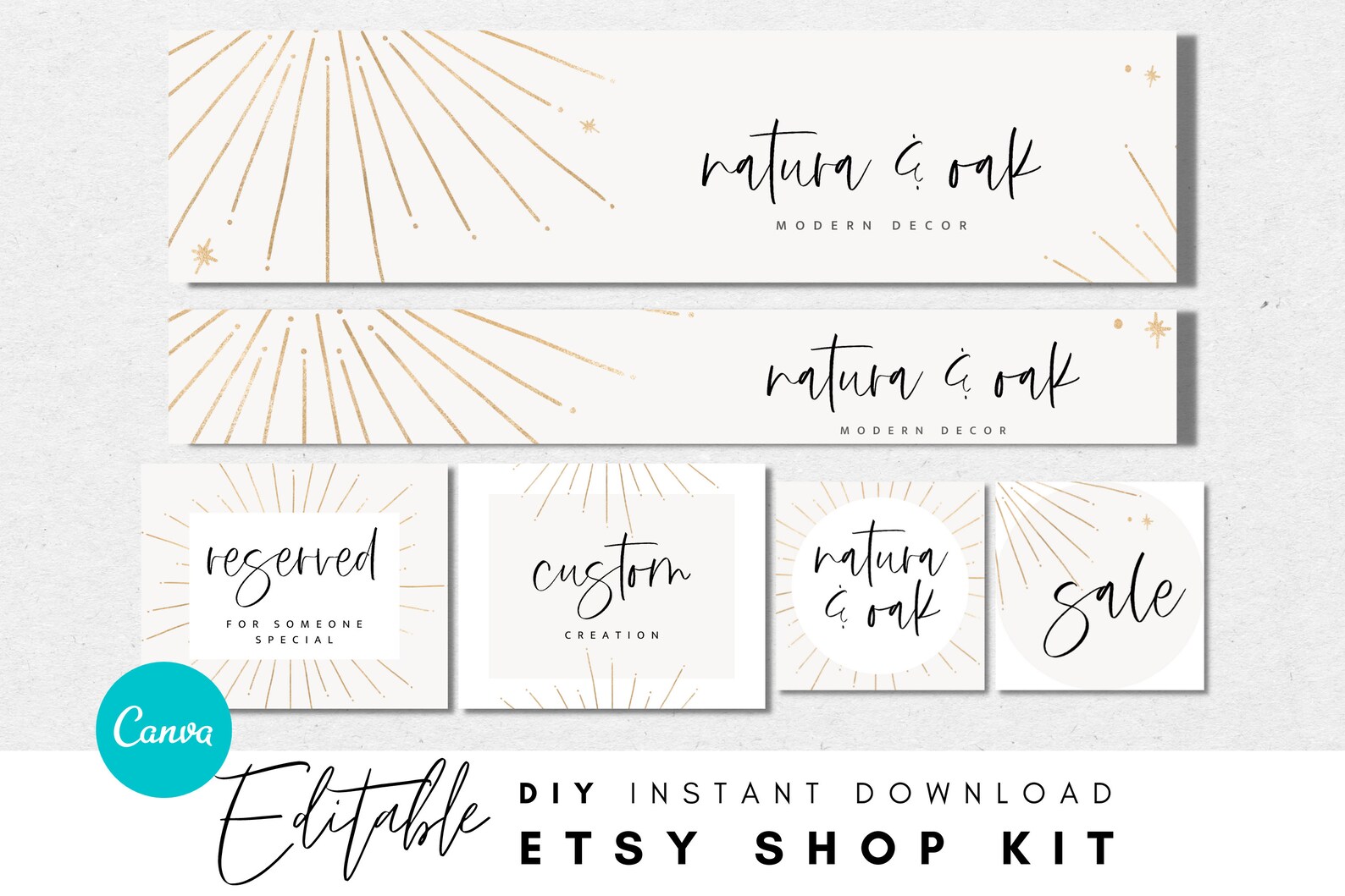 Gold Etsy Shop Graphic Bundle Kit Etsy Banner Template DIY | Etsy