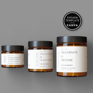 Modern Cosmetic Jar Label Template, Body Butter Editable Label, Body Product Label, DIY Wrap Around Jar Label, Product Packaging - Greer