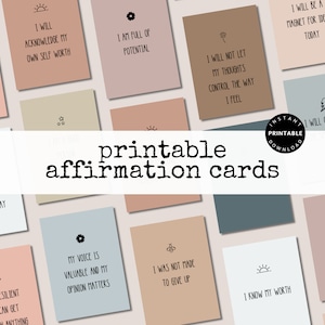 Tarjetas de afirmación imprimibles, mazo de afirmación, tarjetas motivacionales, cuidado personal imprimible, tarjetas de aliento, afirmación diaria positiva