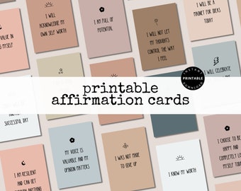 Affirmationskarten, Affirmationskarten, Motivationskarten, Selbstfürsorge druckbar, Ermutigungskarten, positive tägliche Affirmation