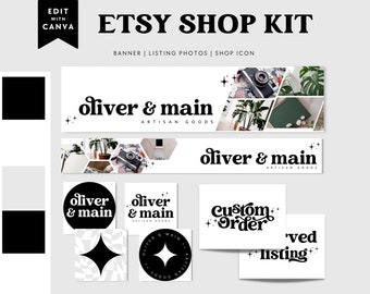 Groovy Retro Etsy Shop Template Kit Canva, Boho Etsy Banner, Retro Shop Branding, Etsy Seller Template, DIY Etsy Store Branding - Dani