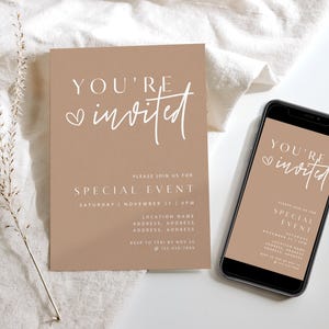 Modern Business Invitation Template, Special Event Invitation, Minimal You're Invited IG Story Template, Text Message Invitation Canva -Skye