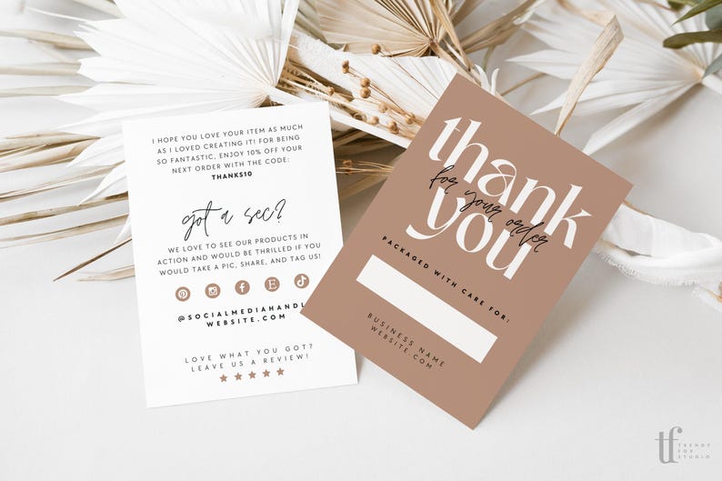 Modern Boho Business Thank You Card Canva Template, Personalized ...