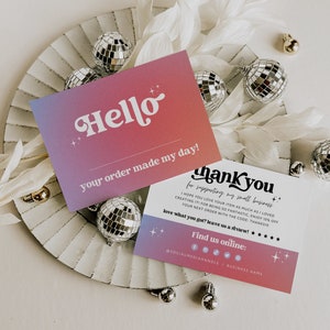 Retro Gradient Business Thank You Card Canva Template, Personalized Thank You Card, Customizable Thank You, Printable Package Insert - Dani