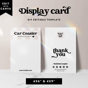 Editable Retro Coaster Backing Card Canva Template, Car Coaster Packaging Display Card, DIY Display Card, Rack Card Template - Dani