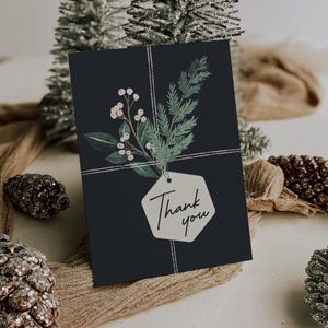 Rustic Christmas Business Thank You Card Template, Holiday Printable Thanks For Your Purchase, Small Business Package Insert, Canva Template
