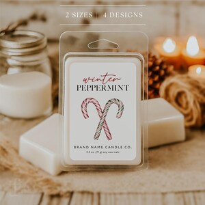 Christmas Wax Melt Label Canva Template, Editable Holiday Label Design, Wax Tart Clamshell Label Christmas Tree Gingerbread Peppermint Label