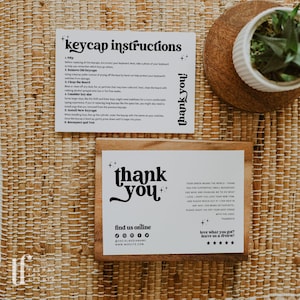 Retro Keycap Installation Instructions Card Canva Template, Business Thank You Template, Editable Keyboard Keys Replacement Guide - Dani