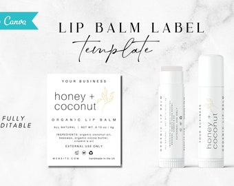 Lip Balm Label Template, Lip Balm Wrap Packaging, Editable Product Labels, Custom Lip Balm Packaging, DIY Customizable Cosmetic Label - Gia
