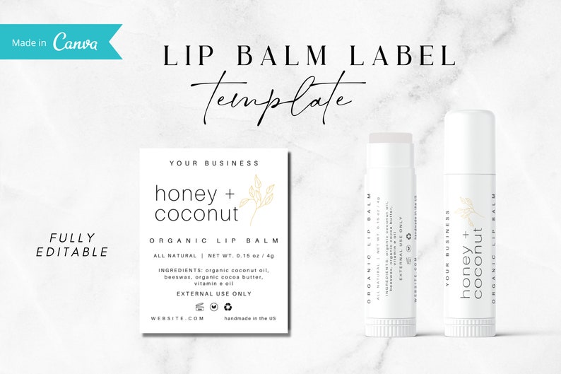 Lip Balm Label Template Lip Balm Wrap Packaging Editable Etsy