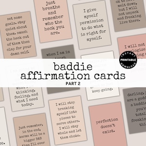 Tarjetas de afirmación de malos imprimibles, mazo de afirmación motivacional, tarjetas de aliento imprimibles, afirmación diaria de cuidado personal - Parte 2