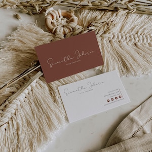 Boho Business Card Template, INSTANT DOWNLOAD, Printable Business Card, Editable Minimal Business Card, DIY Calling Card, Canva - Andi