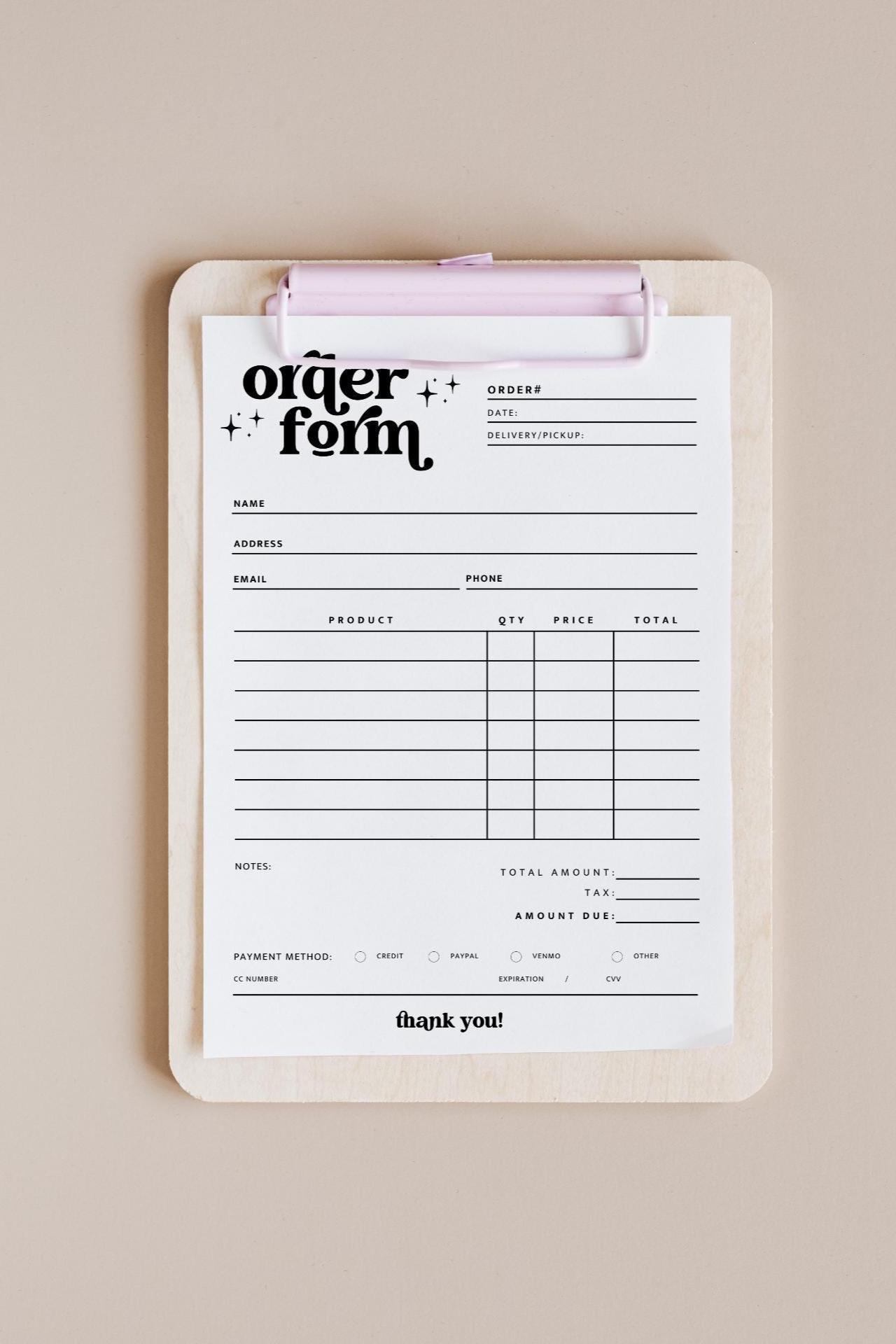 Instant Download Order Form, Retro Small Business Forms, Printable ...