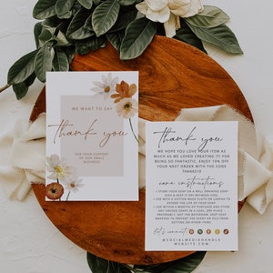 Editable Care Card Template Printable Business Thank You Card | Etsy