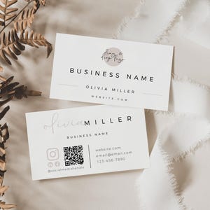 QR-code visitekaartjesjabloon, direct downloaden, sjabloon afdrukbaar visitekaartje, DIY-telefoonkaart, bewerkbare kaart, canvassjabloon - Carli