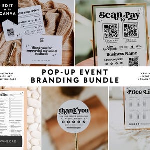 Pop-up Shop Bundle Canva Template - Business Card, Scan to Pay Price List, Thank You Card, Checklist, Social Media Sign, TY Sticker | Dani