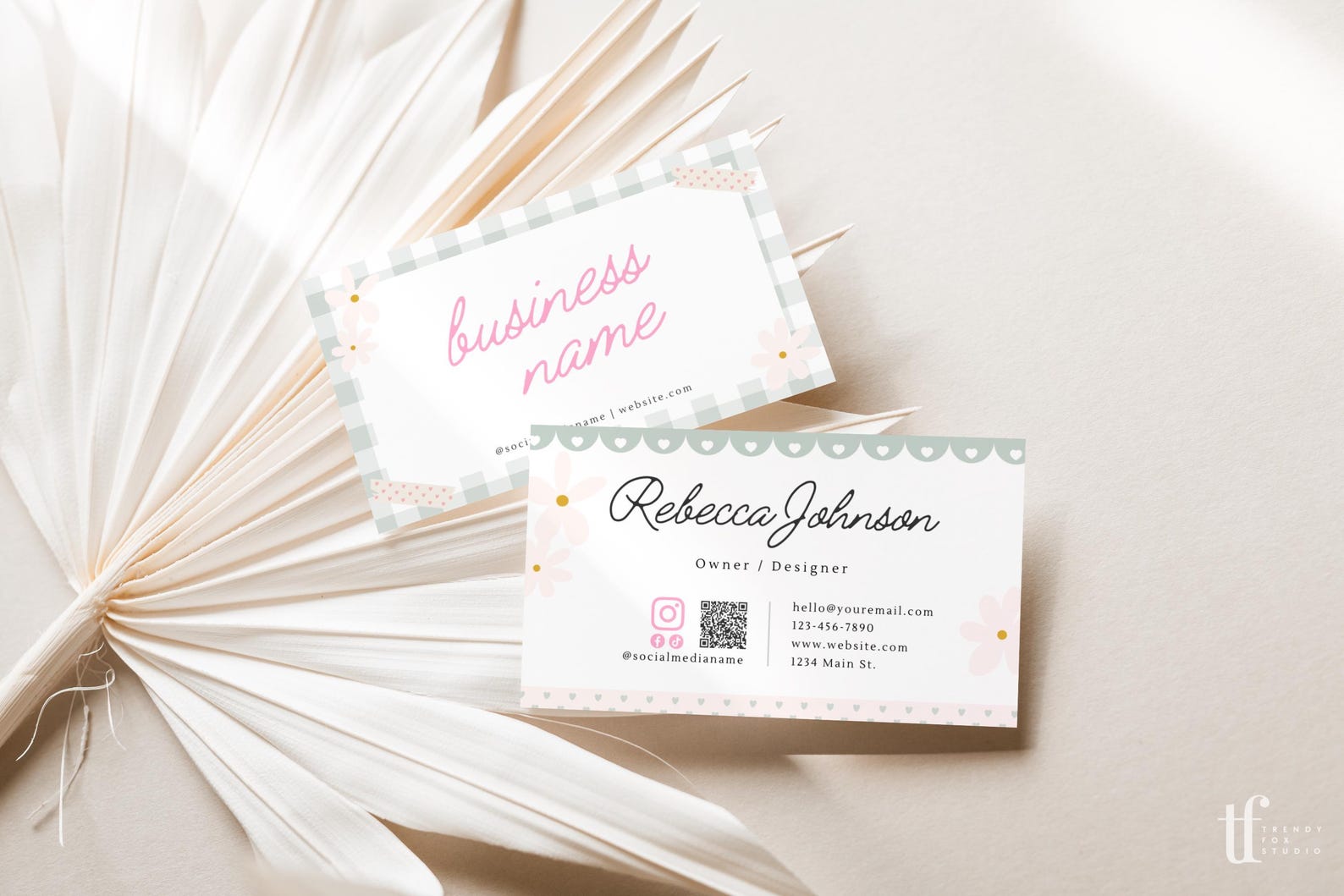 Preppy Key Card Code Preppy Business Card QR Code Canva Template, INSTANT DOWNLOAD ...