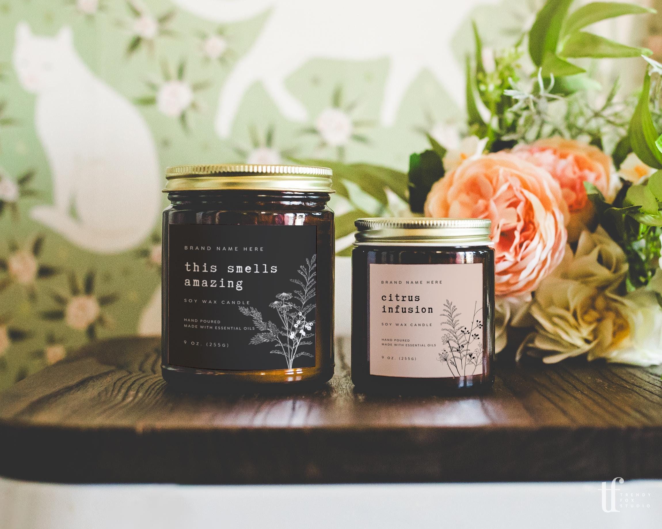 Rustic Candle Label Canva Template, Editable Candle Label Design, Customizable Candle Jar Label, Minimal DIY Candle Wax Melt Sticker - MX10