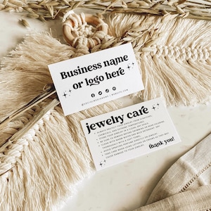 Retro Jewelry Care Card Canva Template, Editable Thank You Package Insert Bild 1