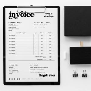 Editable Invoice Template Canva, Printable Small Business Invoice, Editable Billing Form, INSTANT DOWNLOAD, Digital Invoice Form Canva, Dani