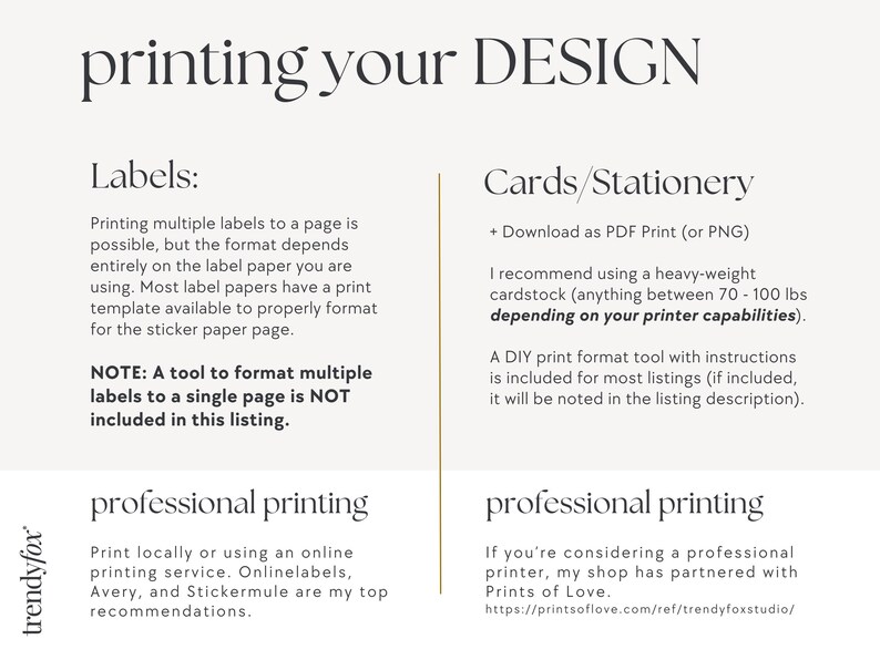 a white and black poster with instructions for printing your design