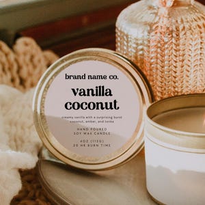 Cute Retro Round Candle Label Canva Template, Editable Circle Candle Tin Label, Fun Circular Candle Sticker with Scent Notes - Jace
