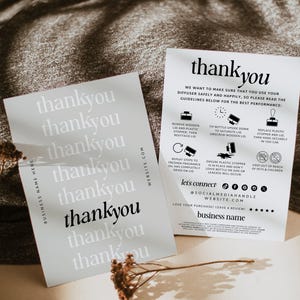 Car Diffuser Care Card Canva Template, Editable Business Thank You, Printable Diffuser Instructions Card Package Insert Thank You - Cove