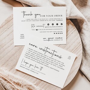 Candle Care Instructions Card Canva Template, QR Code Editable Business Thank You, Printable Thanks For Your Purchase Postcard Insert -Blair