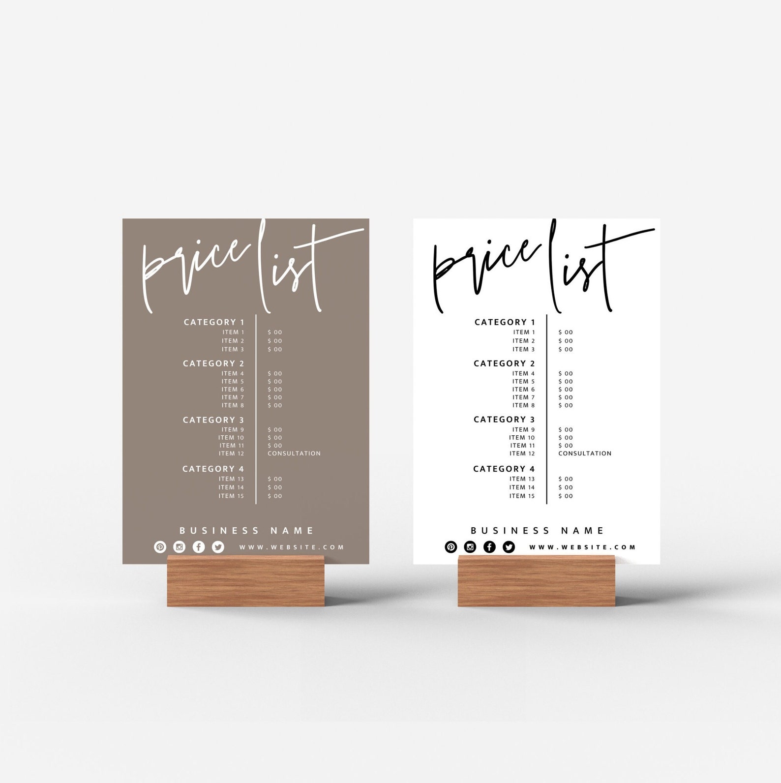 DIY Printable Price List Template Editable Price Sheet | Etsy