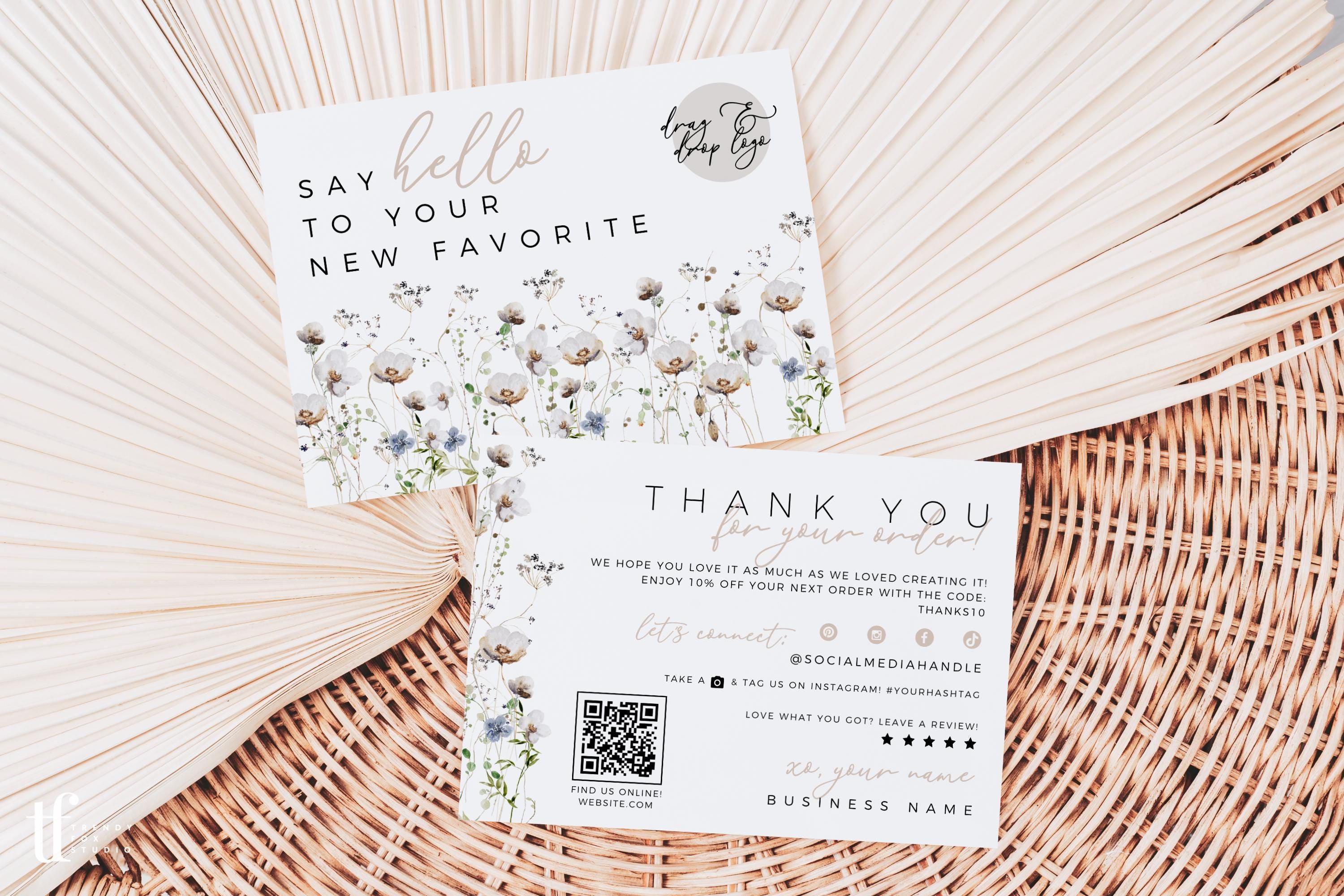 Wildflower Spring Business Thank You Card Canva Template QR Code ...